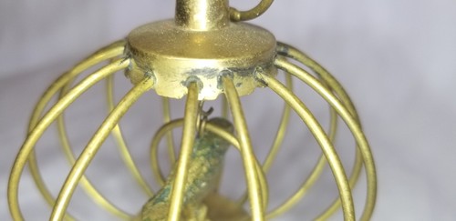 VINTAGE INDIAN BRASS ETHNIC MINI BIRD CAGE SHOW PIECE DECORATIVE COLLECTIBLE - Picture 9 of 11
