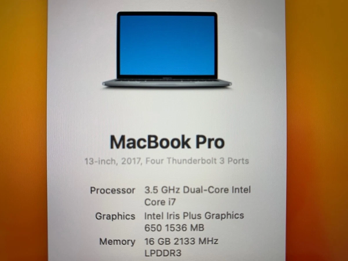 2017 Gray Apple MacBook Pro 13 Touch Bar i7 16GB 512SSD Ventura