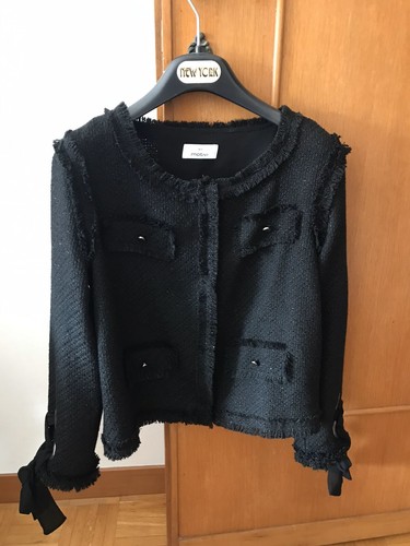 BELLISSIMA GIACCA IN TWEED MOTIVI NERA CON FIOCCHI T.38 | eBay