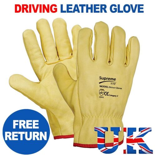 Yellow Leather Gardening Gloves Thorn Proof Garden Work Driver Safety Glove - Afbeelding 1 van 4