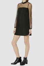 EUC Jack by BB Dakota Women's Medium Black In The Mesh Mock Neck Shift Dress