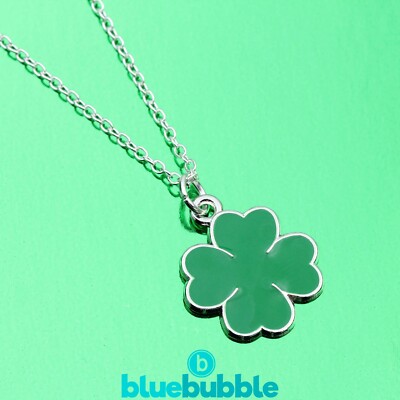 Bluebubble GOOD LUCK 4 Blatt Kleeblatt Silber Halskette Glücksbringer St Patricks Day
