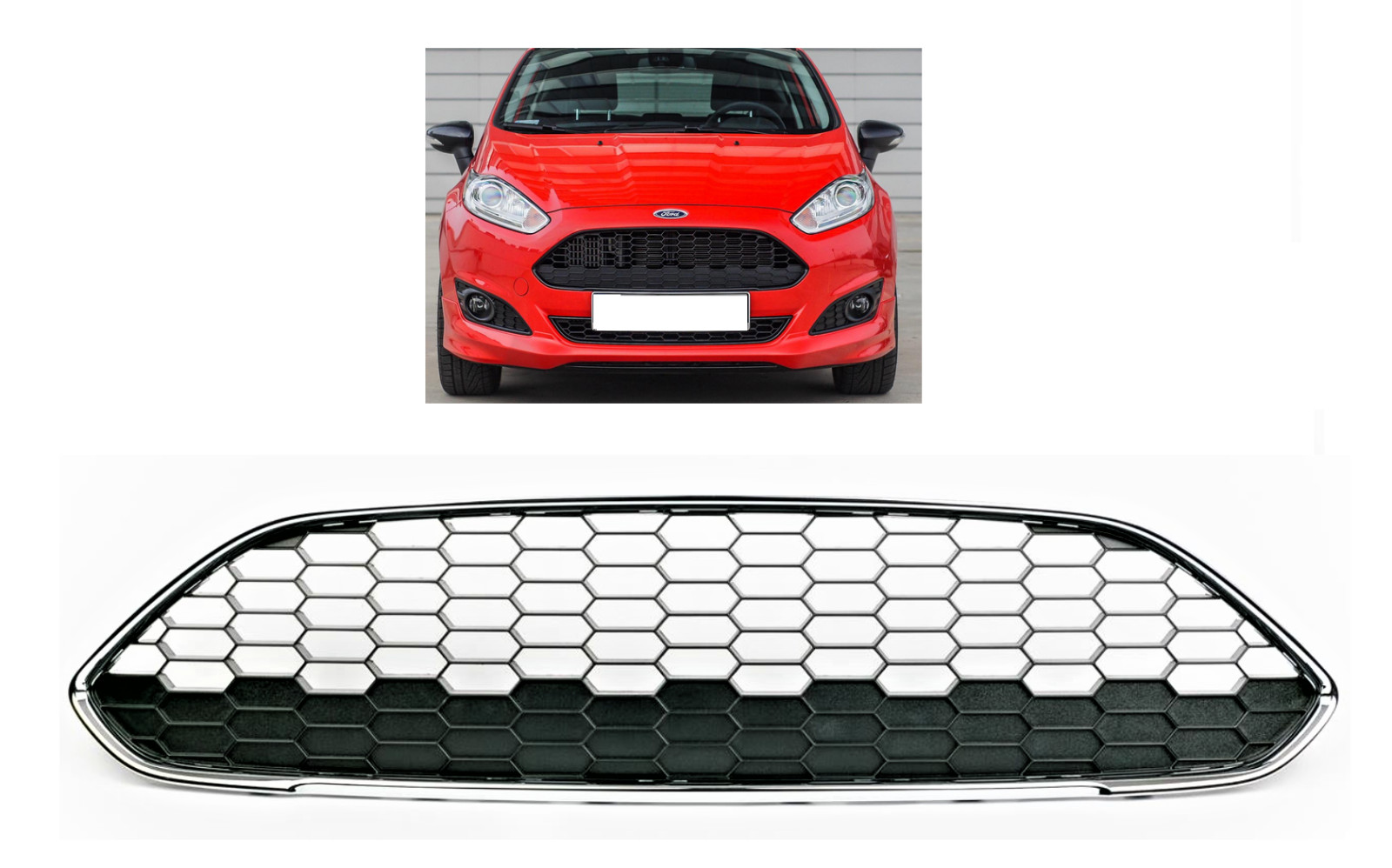 Grille calandre Ford Fiesta 2013 2014 2015 2016 2017 noire centrale chromée JA8