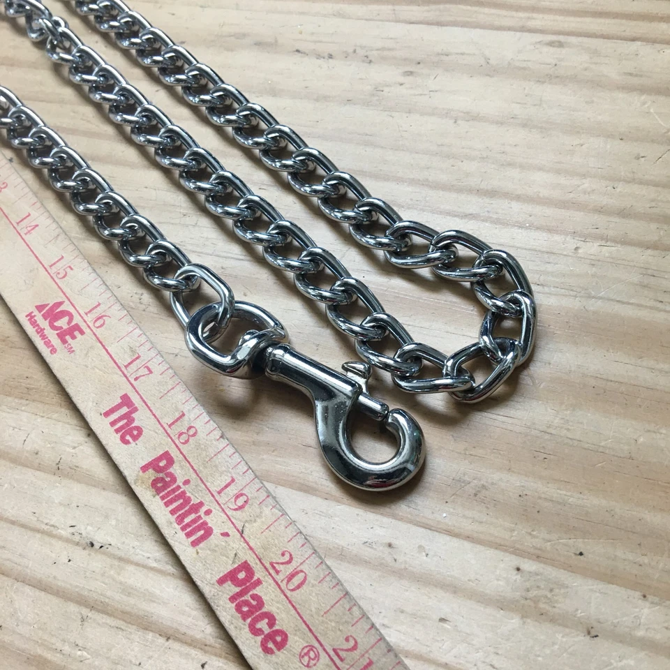 Vintage 70s Strong Solid Chromed Solid Metal Chain Dog Leash Pet Lead 60"L x 1"W - Image 2 of 4