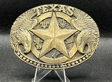 VINTAGE TEXAS STAR STATE SEAL EAGLES BRASS BELT BUCKLE AWARD DESIGN MEDALS