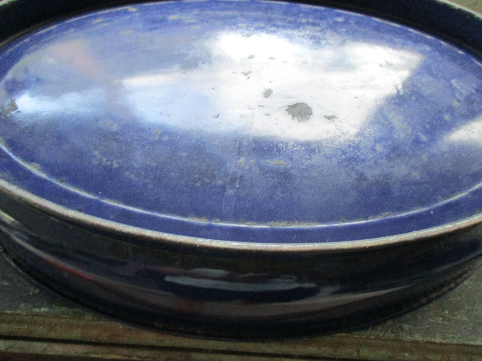 Vtg Farmhouse LARGE Cobalt Blue Enamel Graniteware Roasting Pan Roaster