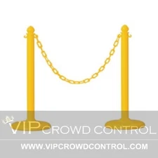 PLASTIC STANCHION, 2PCS SET + 16' CHAIN, COLOR IN YELLOW, VIP CROWD CONTROL