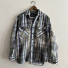 Vintage Five Brother Flannel Cotton Heavy Bleached Distressed Size Large Grey