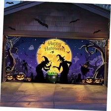 Large Halloween Garage Door Decorations 6 x 13 ft, Horror Scary Sukll Witches