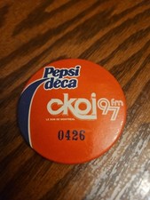 Vintage Pepsi deca CKOI 97 FM Montreal Canada spilla pulsante pubbliciti ideatore vintage