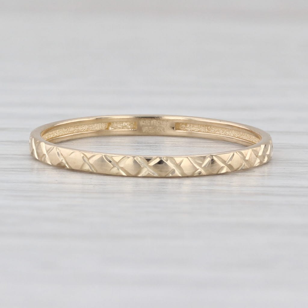 Crosshatch Pattern Stackable Ring 14k Yellow Gold… - image 5