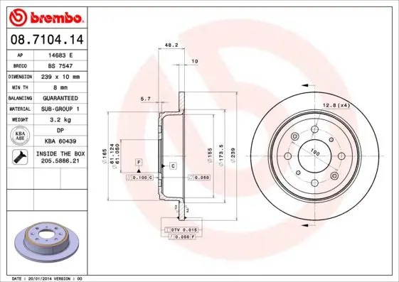 2x Disco freno pieno 08.7104.14 BREMBO per HONDA ACCORD III CRX II PRELUDE III