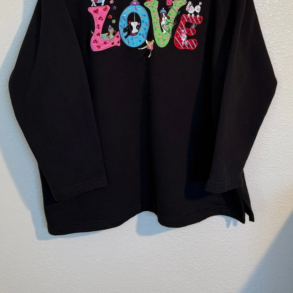 Sudadera Quaker Factory Mujer 1X Negra Love Dog Bordada Plus Animal Lover Foto 3 de 4