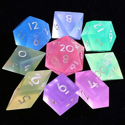 Luminous 9 Polyhedral DnD Set of Dice Macarons for Dungeons Dragons RPG