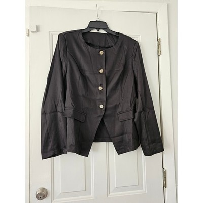 Unbranded Pant Suit Womens 2XL Black Excellent Collarless Wide Leg 2 Piece Set