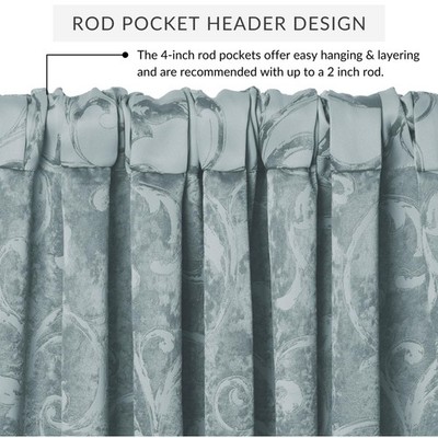 Elrene Mia Jacquard Scroll Verdunkelungsvolant blau 52''x19'' (1