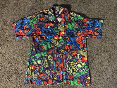 Vintage 80s Mens XXL 2XL Islander Vibrant Abstract Art Colorful Button Up Shirt