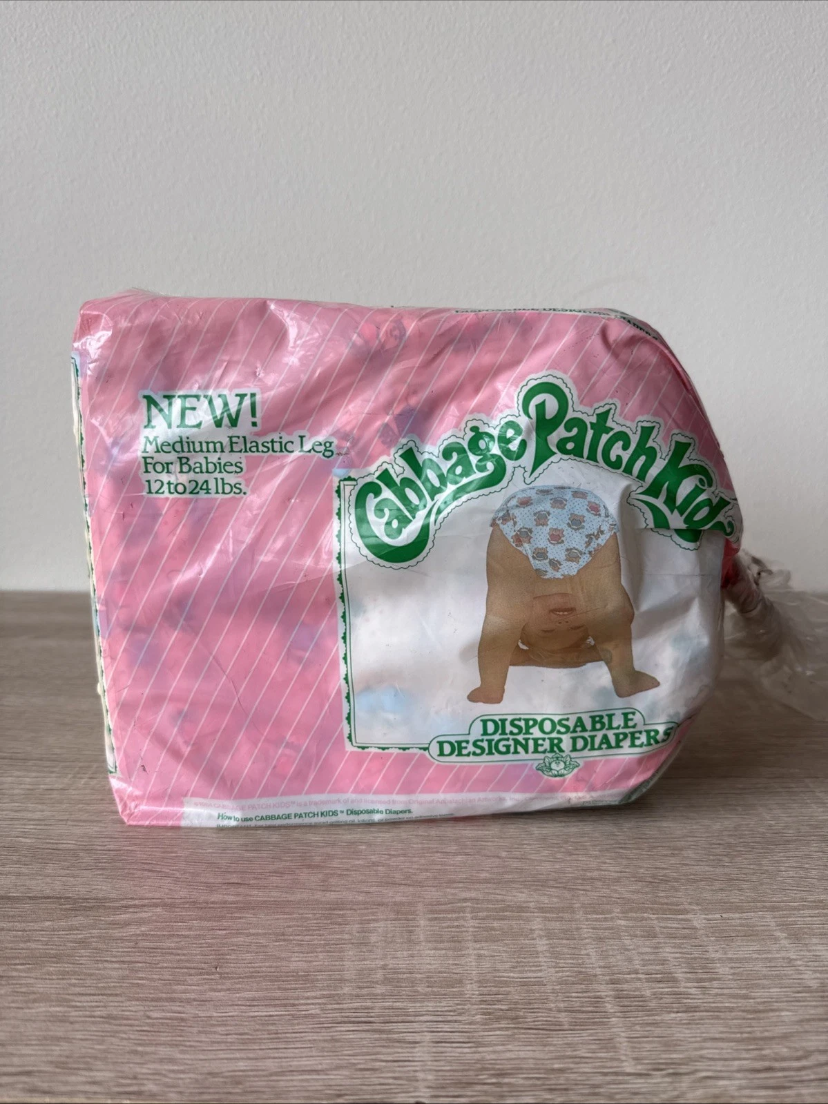 VINTAGE Cabbage Patch Kids Disposable Diapers 12/18 Pack 1980s Rare 12-24 lbs
