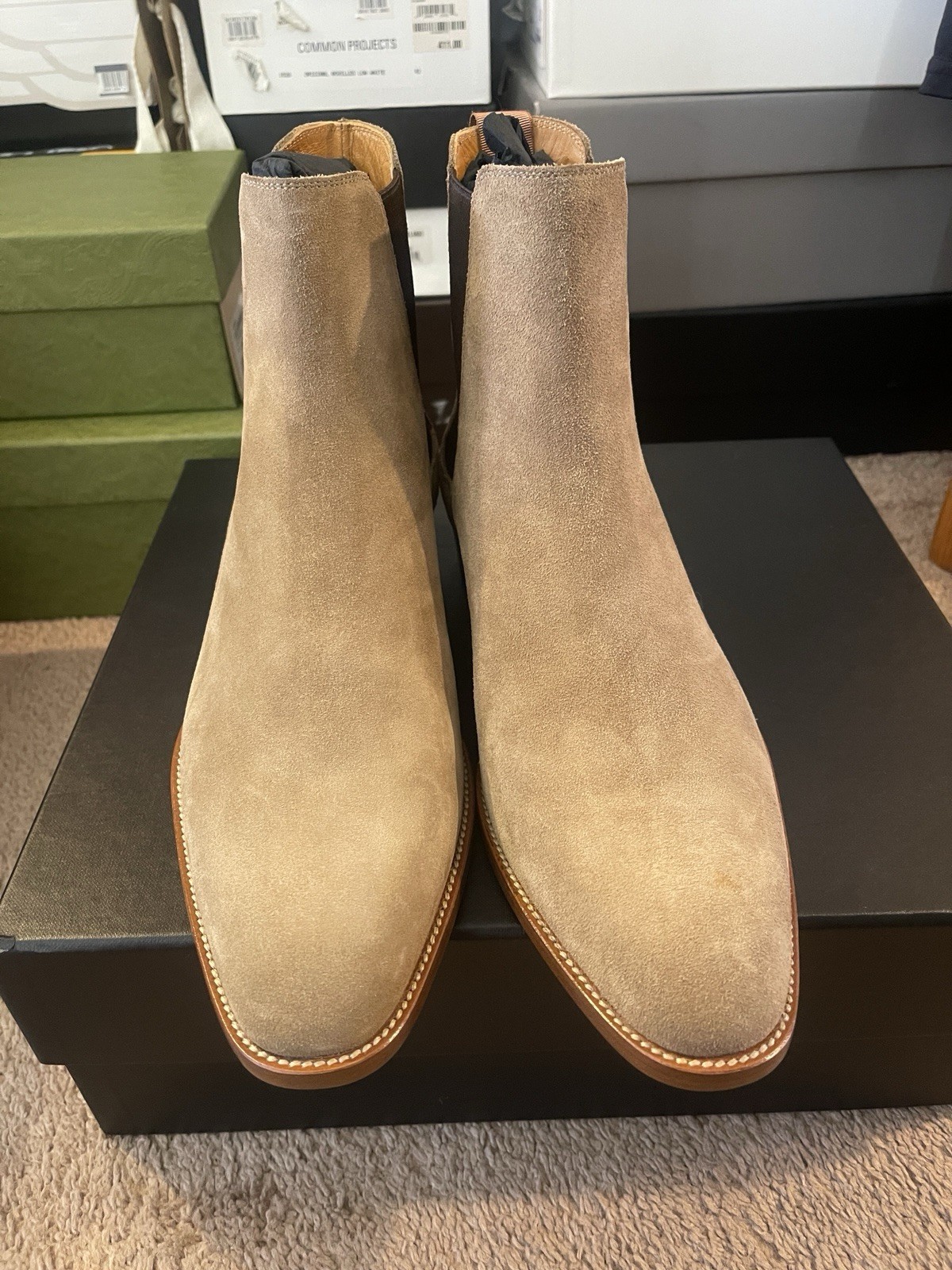 Stivali YSL Saint Laurent Wyatt Chelsea Sigaro 42 EU 9 US incredibili scamosciati nuovi