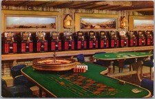 c1950s LAS VEGAS, Nevada Postcard EL RANCHO VEGAS Casino Roulette Slot Machines