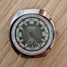 Titanus Antichoc Orologio Uomo Meccanico 17 Rubis Data Antimagnetico Nero