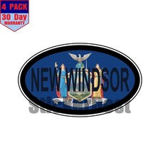 New York New Windsor State Flag Oval Sticker 4 Pack 3x2 Inch