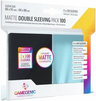 Gamegenic - Prime Double Sleeving Pack Clear/Black (2x100 Sleeves) MATTE