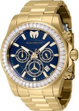 TechnoMarine Manta Ray Men's 42mm 48 Crystals Blue Dial Chrono Watch TM-222006