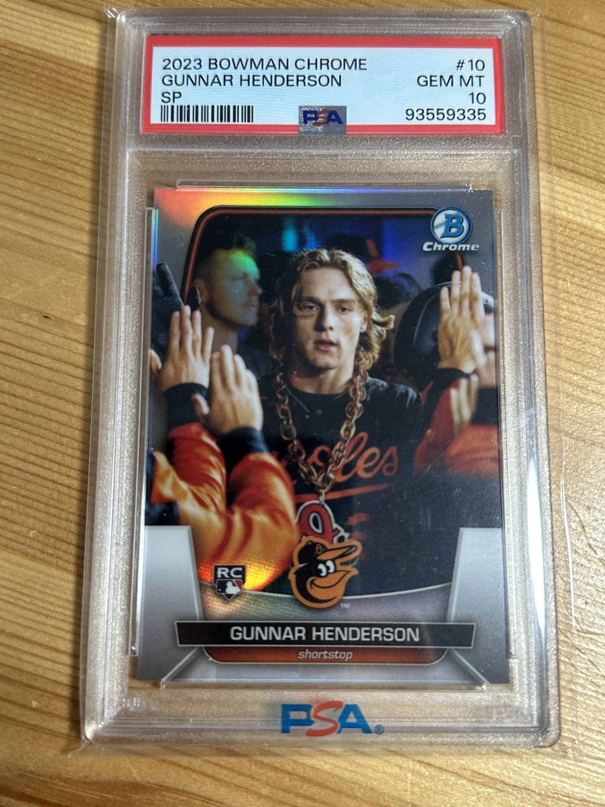 2023 Bowman Chrome Gunnar Henderson Rookie SP #10 PSA 10 Baltimore Orioles RC view 1
