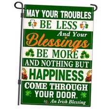 St Patricks Day Garden Flag Shamrock Lucky Irish Blessing Garden Flag Happy St