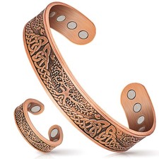 Men's Bracelet Magnetic Therapy Arthritis Pain Relief Pure Solid Copper Bangle