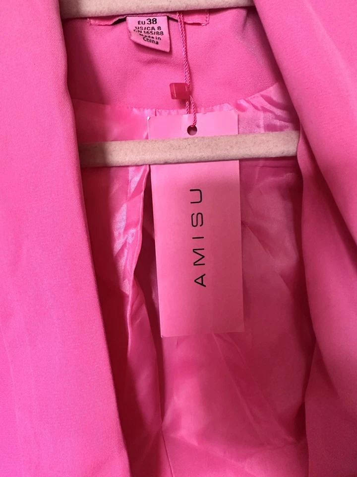 Amisu Damen Blazer Einfache Jacke Rosa Gr. 38 Langarm Polyester - Bild 2 von 3