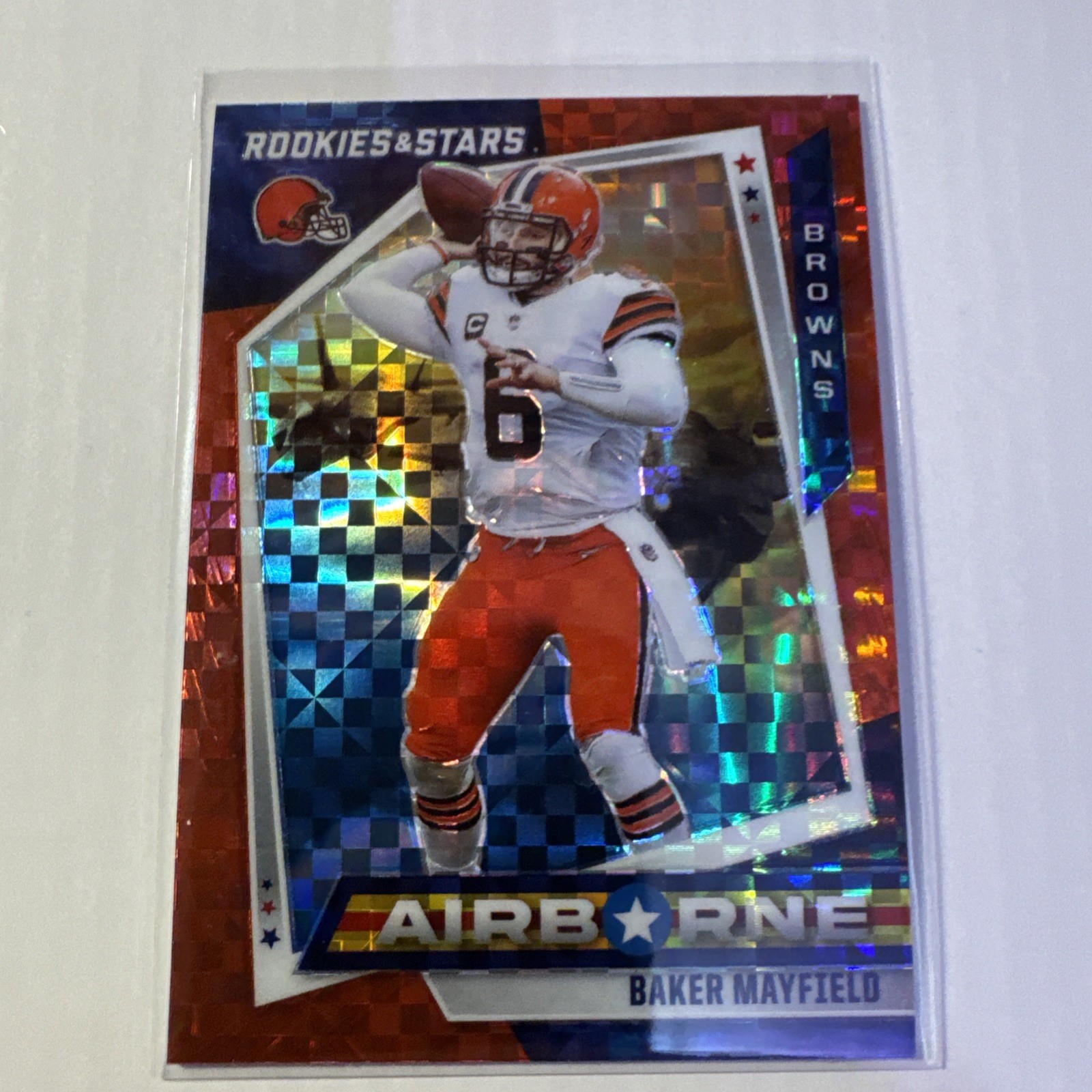 2021 Panini Rookies & Stars - Airborne Baker Mayfield #AB-14 Red Plaid Prizm