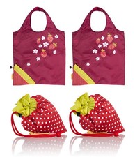 Einkaufstaschen rot 2er-Set Erdbeer-Design P637