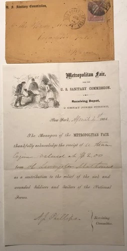 Rare 1864 Metropolitan Fair For The U.S. Sanitary Commission Civil War Letter