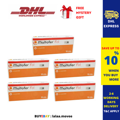 5 X Original MALTOFER FOL CHEWABLE TABLETS 30'S  For Iron Deficiency
