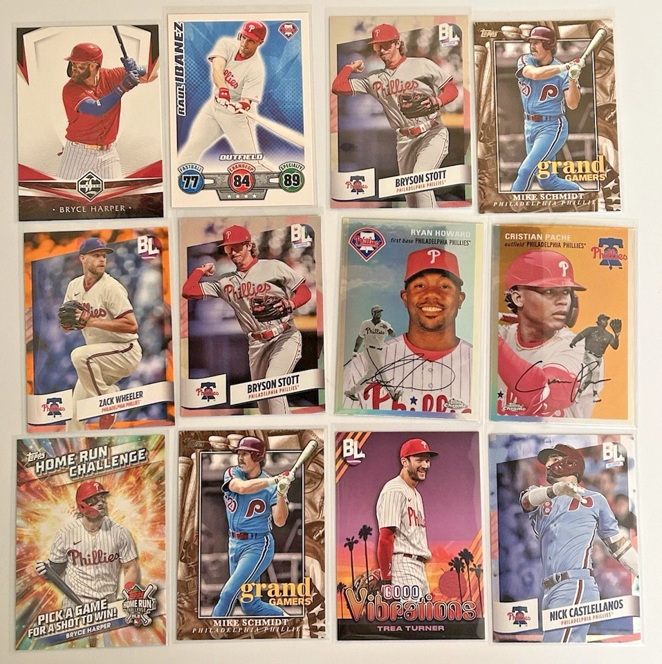 Lote de tarjetas Phillies (170) - Insertos, paralelos y toneladas de RC (de colección - presente) Foto 2 de 4