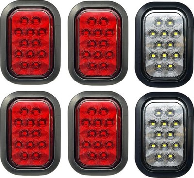 5x3 '' 4x Rot 2xWhite Rechteckig 12 LED Stop / Drehen / Heck Truck Licht Tülle