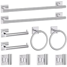 Polished Chrome Bathroom Hardware Accessories Towel Bar Set, 10 Pieces Bathro...