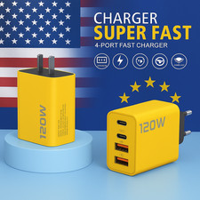120W 4-Port USB C Fast Wall Charger Block For All Cell Phone iPad lot US/UE