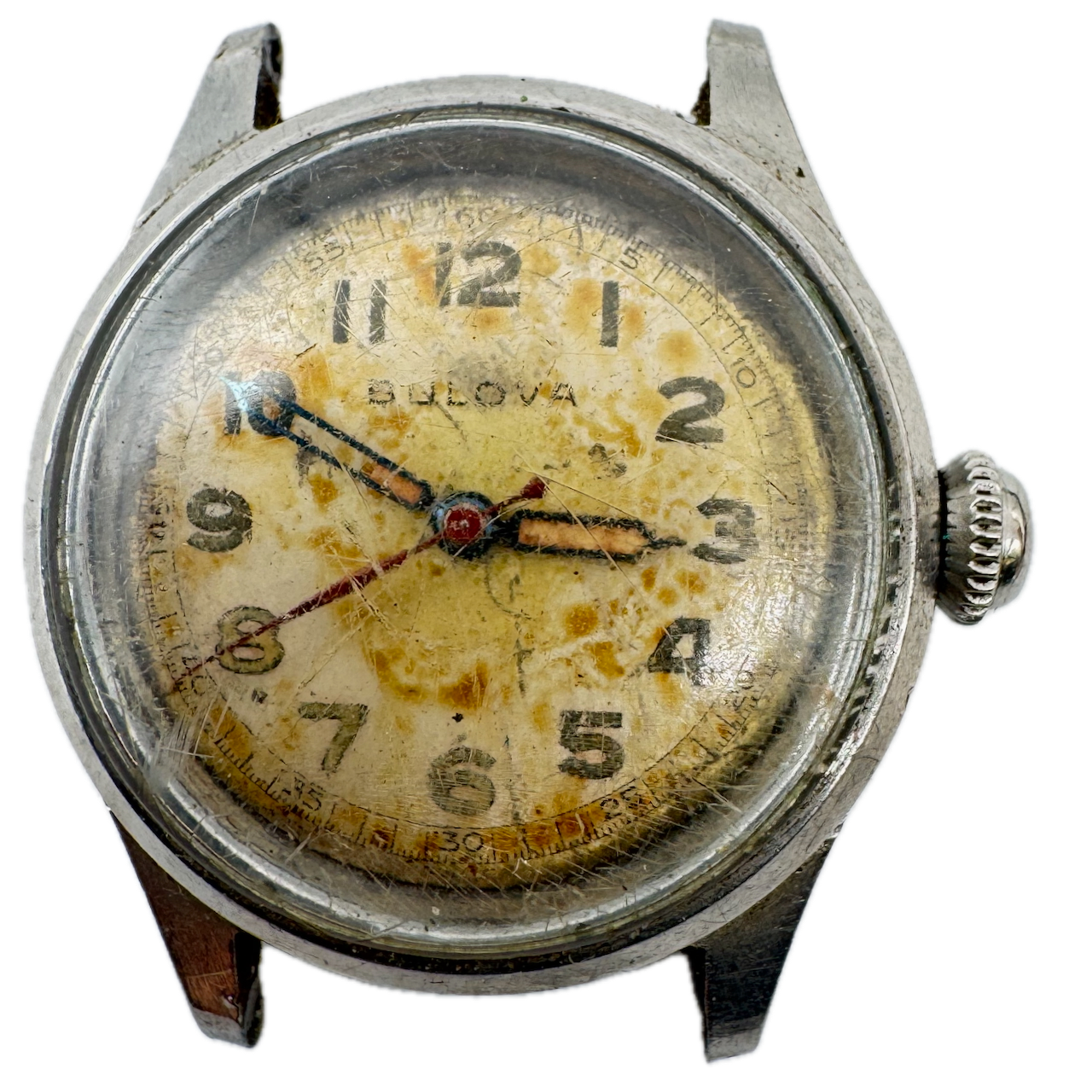 Vintage Bulova Military Style Men's Mechanical Wristwatch Swiss Stainless Steel