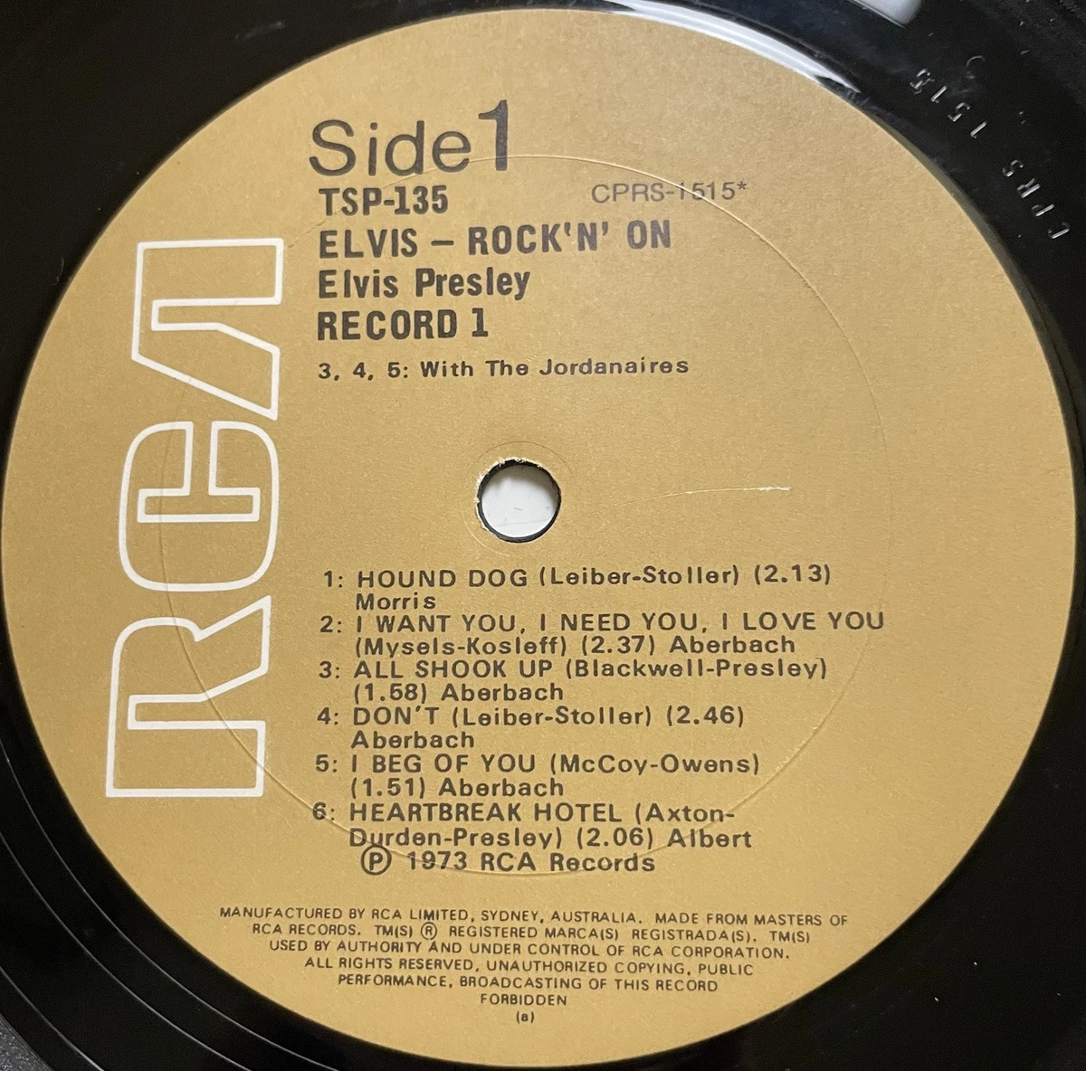 Elvis Presley Rock N On Vinyl Record 2x 12” 33 RPM TSP-135 RCA 1973