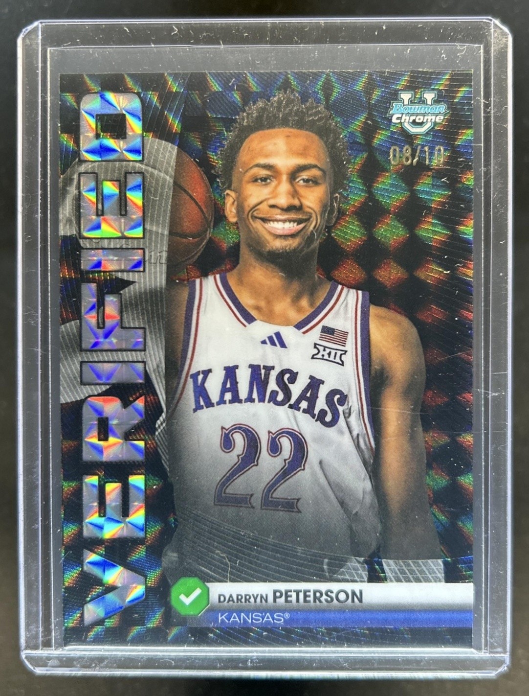 2025-26 Bowman Darryn Peterson Verified Black Geometric Refractor #/10 Jayhawks