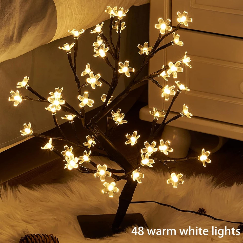 PEIDUO 17.5 Inch Lighted Cherry Blossom Tree, 48 Warm White Lights Plug - Image 3 of 4