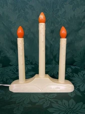 Vintage 3-Light Candolier Christmas Holiday Electric Candles br Uses C7 Bulbs