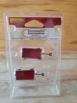 Lemax Set of 2 Metal Red Wagons Christmas Village Collection 2004 Discontinued