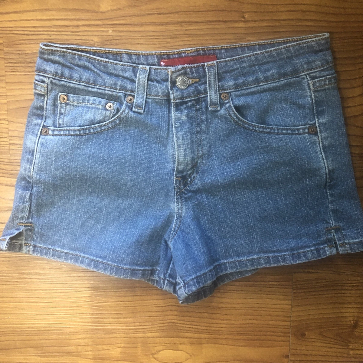 Levis Womens Superlow Stretch Blue Jean Denim Shorts 3 JR Red Tab