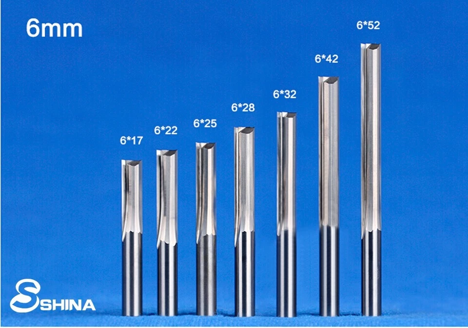 5x 6mm 1/4" Double Flute Straight Slot CNC Router Bits Tungsten Carbide 6*22mm - Image 2 of 4