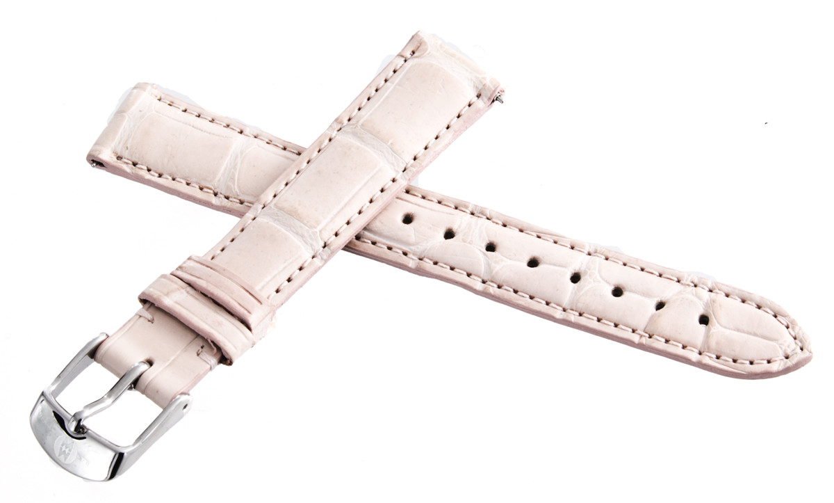 NEW Michele Womens 16mm Light Pink Genuine Alligator Leather 