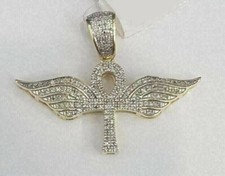 Round Cut Simulated Diamond Women's Angle Wings Pendant 14K Yellow Gold Plated